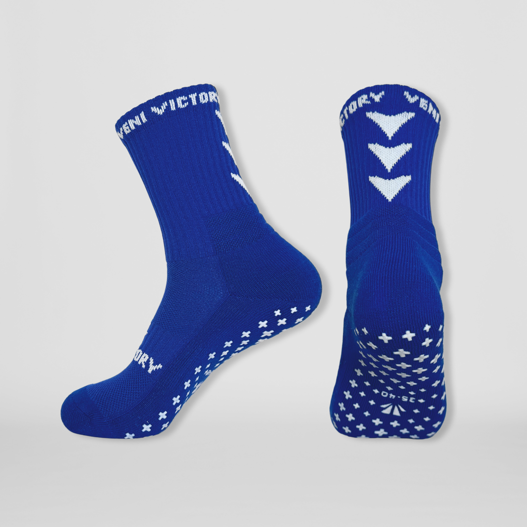 Gripsocks / Fussballsocken / Footballsocks in blau mit rutschfesten Gummipads / Gumminoppen für besseren Halt beim Fussballspielen.