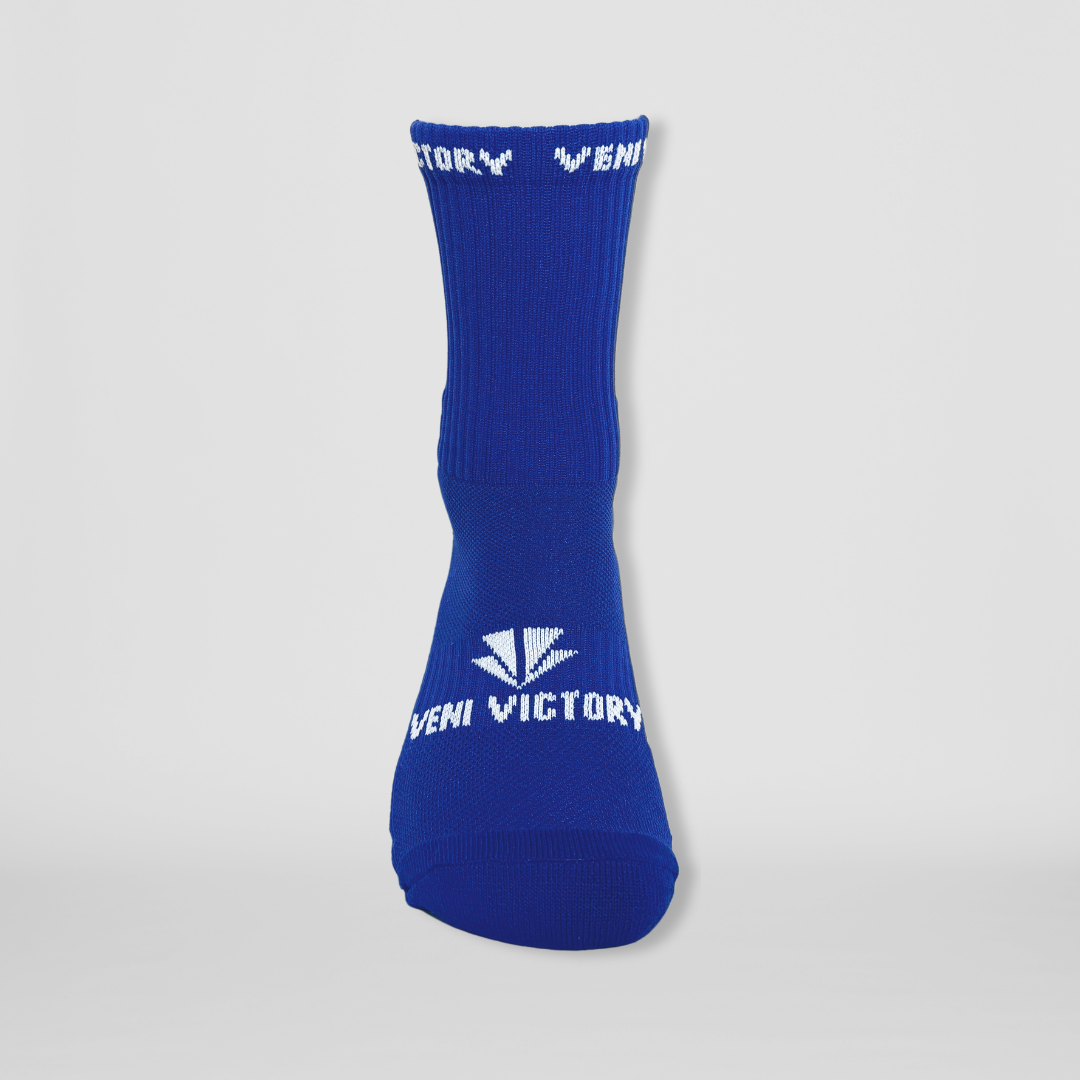 Footballsocks in blau mit verstärktem Spann und Ferse für maximalen Komfort im Training.