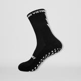 Gripsocks / Fussballsocken / Footballsocks in schwarz mit weissen rutschfesten Gummipads / Gumminoppen für besseren Halt, verstärktem Spann und Ferse beim Training.
