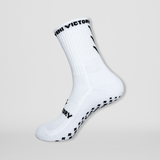 Gripsocks / Fussballsocken / Footballsocks in weiss mit schwarzen rutschfesten Gummipads / Gumminoppen für besseren Halt, verstärktem Spann und Ferse beim Training.