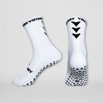 Gripsocks / Fussballsocken / Footballsocks in weiss mit schwarzen rutschfesten Gummipads / Gumminoppen für besseren Halt beim Fussballspielen